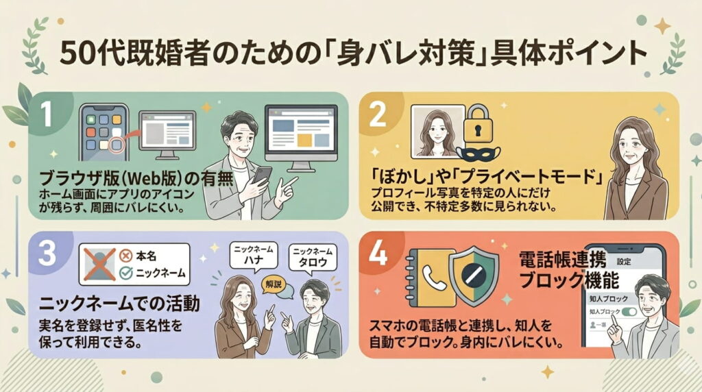 50代　身バレ対策　具体ポイント 