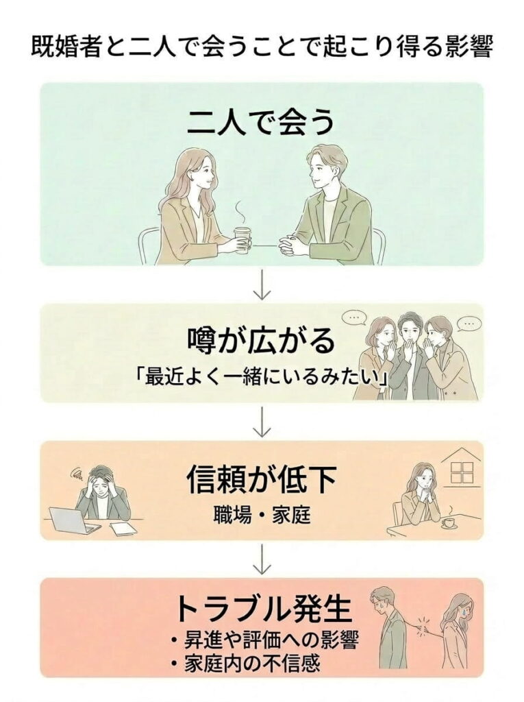 既婚者女性と二人で会うことで起こり得る影響 